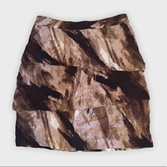 ADRIENNE Vittadini linen Layered brown skirt - Picture 1 of 5